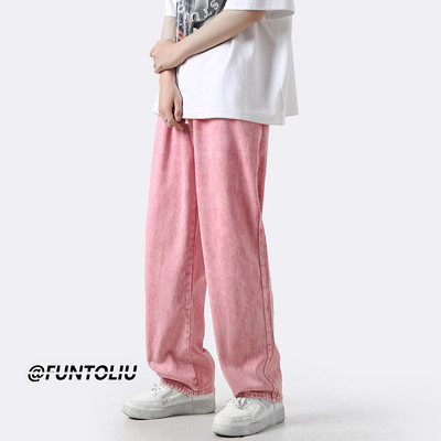 Įvairių spalvų vyriški džinsai su kišenėmis