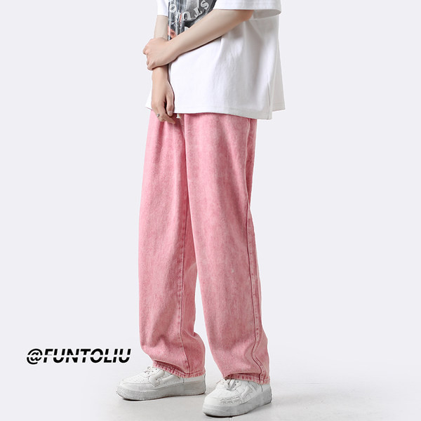 Įvairių spalvų vyriški džinsai su kišenėmis