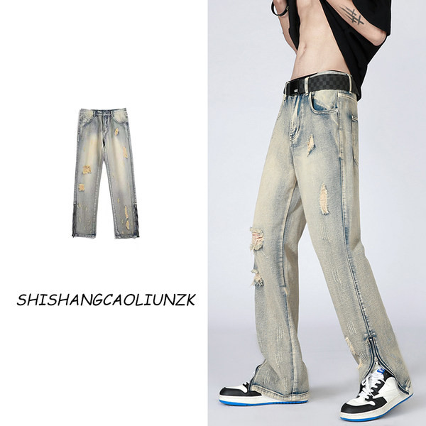 Ανδρικά τζιν τσέπης με ριπ τσεπάκι