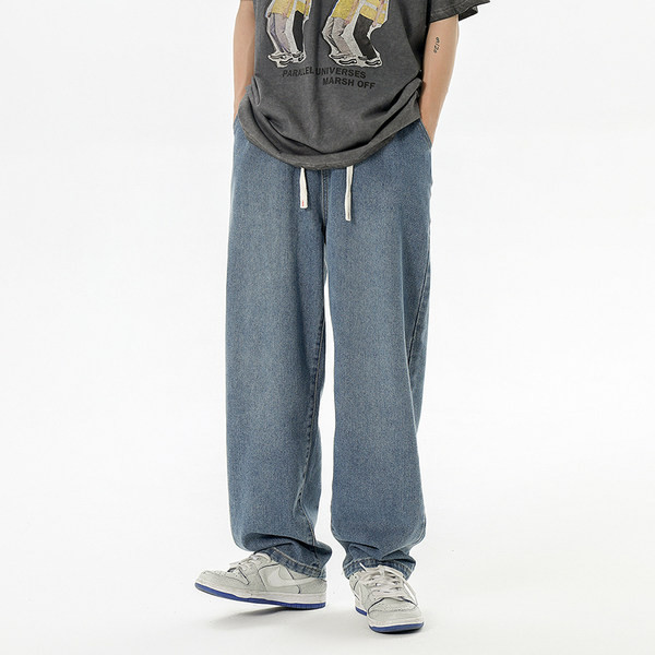 Ανδρικό casual τζιν με τσέπη και κορδόνια