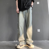 Ανδρικό τζιν φαρδύ μοντέλο με τσέπη και μεταλλικά πριτσίνια