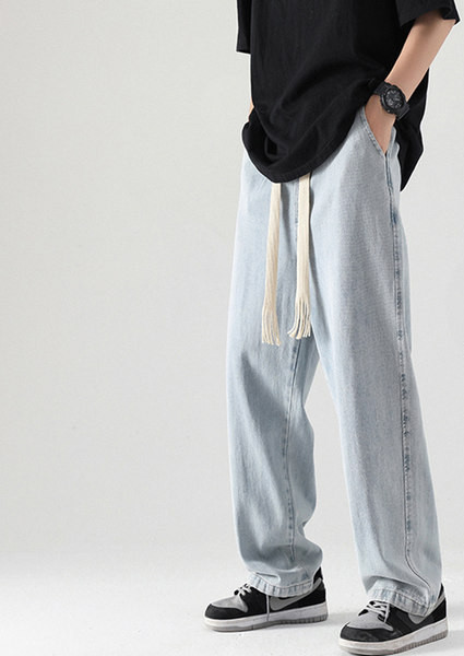 Férfi farmer elasztikus derékpánttal és fűzővel