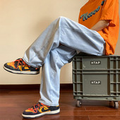 Férfi farmer széles modell fűzős