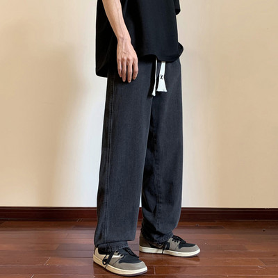 Férfi farmer széles modell fűzős