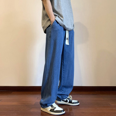 Férfi farmer széles modell fűzős