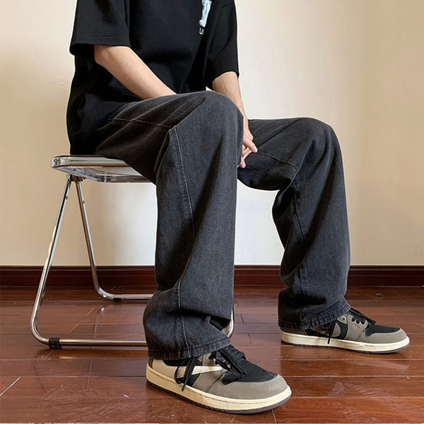 Férfi farmer széles modell fűzős