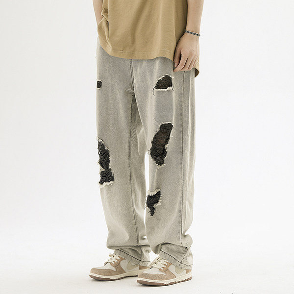 Vyriški laisvalaikio plėšytų raštų kišeniniai džinsai