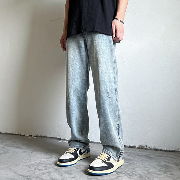 Sinist värvi meeste teksad, küljes lukuga