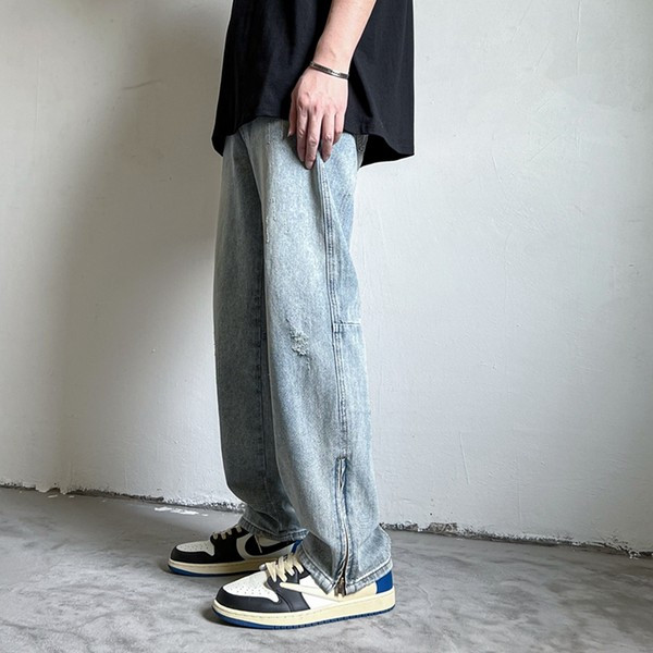 Sinist värvi meeste teksad, küljes lukuga