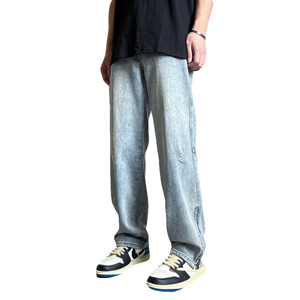 Sinist värvi meeste teksad, küljes lukuga