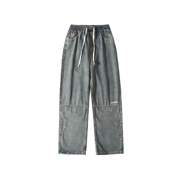 Įvairių spalvų laisvalaikio vyriški džinsai su raišteliais