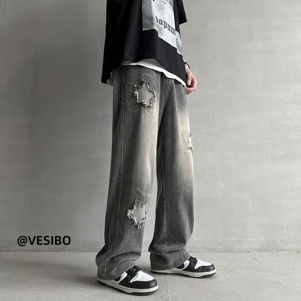 Férfi farmer mintával és fűzővel