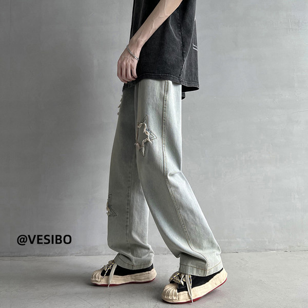 Férfi farmer mintával és fűzővel