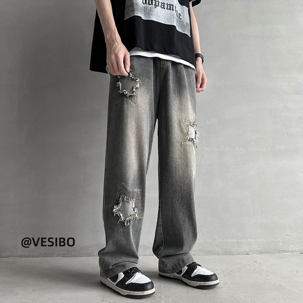 Férfi farmer mintával és fűzővel