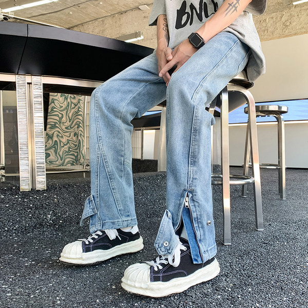 Vyriški džinsai su kišene ir užtrauktuku