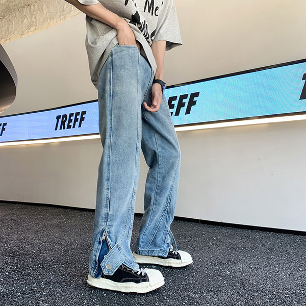 Vyriški džinsai su kišene ir užtrauktuku