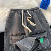 Férfi farmer széles modell fűzős