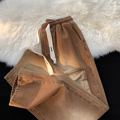 Férfi farmer széles modell fűzős