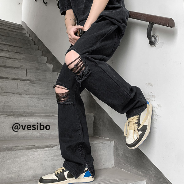 Vyriški džinsai kelių spalvų ir suplyšusio motyvo