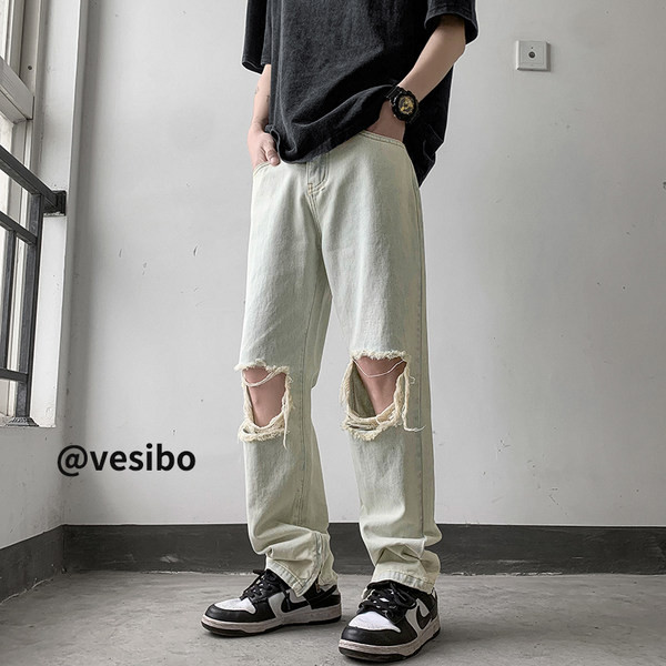 Vyriški džinsai kelių spalvų ir suplyšusio motyvo