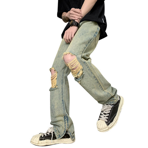 Vyriški džinsai kelių spalvų ir suplyšusio motyvo