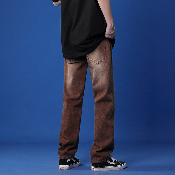 Smulkūs vyriški tiesaus modelio džinsai su kišenėmis