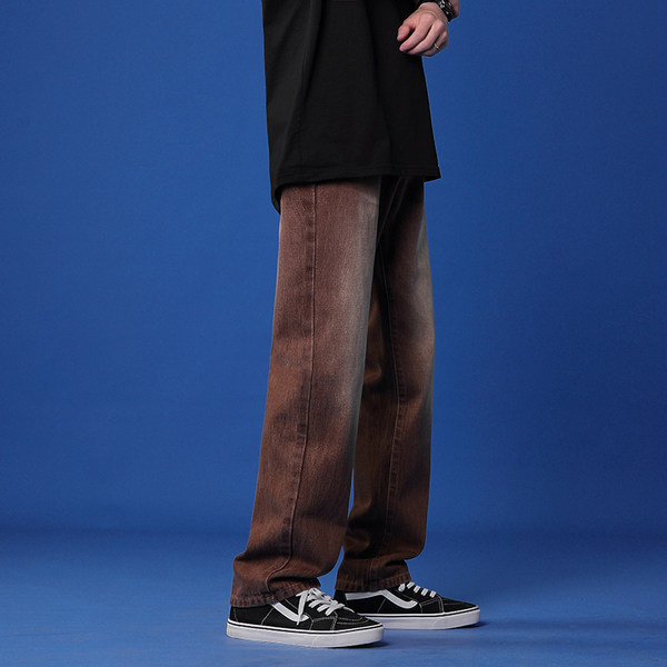 Smulkūs vyriški tiesaus modelio džinsai su kišenėmis