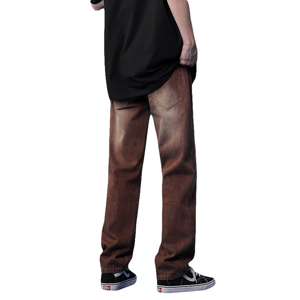 Smulkūs vyriški tiesaus modelio džinsai su kišenėmis