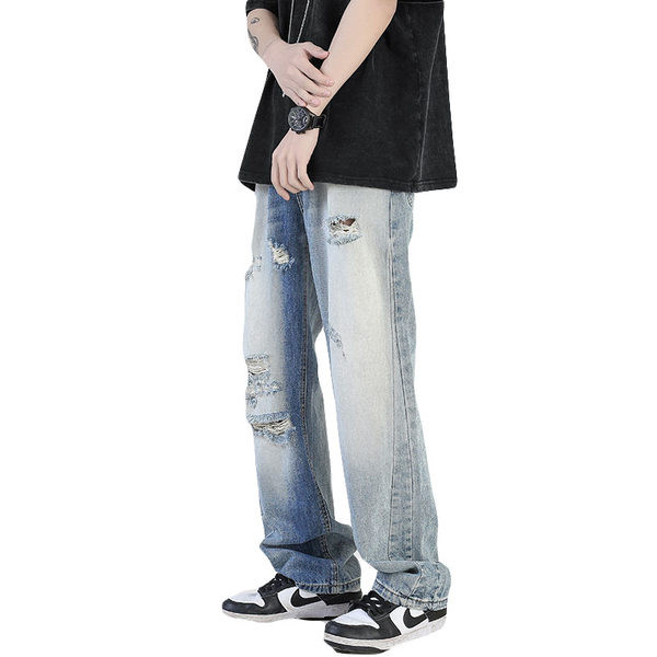 Vyriški stilingi džinsai su plėšytais motyvais