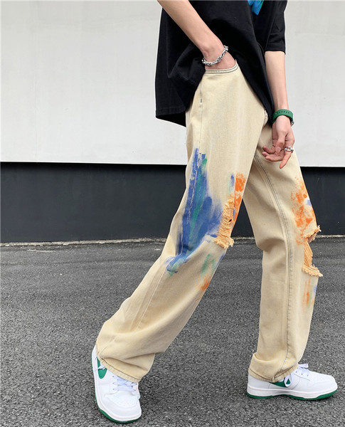 Vyriški spalvingi plėšyti džinsai