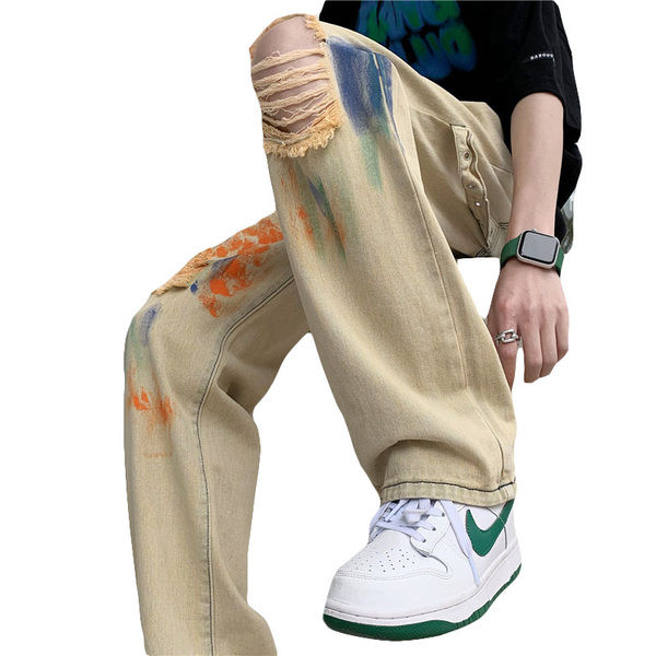 Vyriški spalvingi plėšyti džinsai