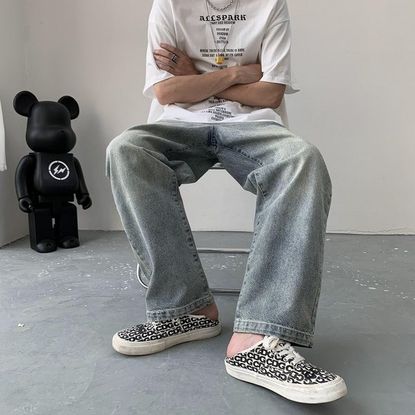 Széles szárú retro farmer zsebbel