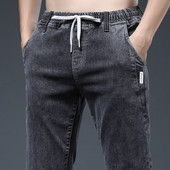 Vyriški siauri sportiniai-laisvalaikio džinsai su raišteliais