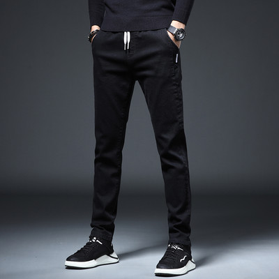 Vyriški siauri sportiniai-laisvalaikio džinsai su raišteliais