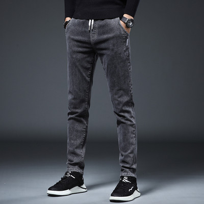 Vyriški siauri sportiniai-laisvalaikio džinsai su raišteliais