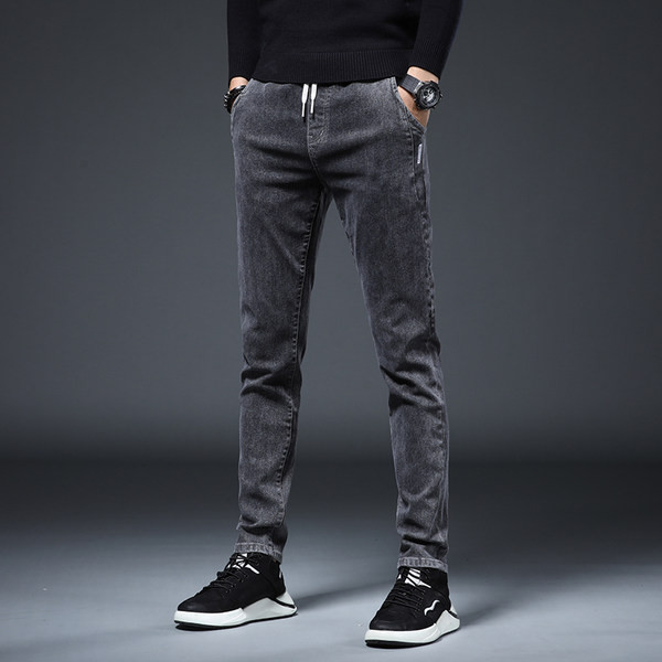 Vyriški siauri sportiniai-laisvalaikio džinsai su raišteliais