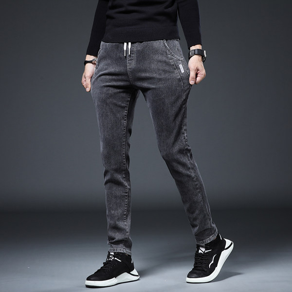 Vyriški siauri sportiniai-laisvalaikio džinsai su raišteliais