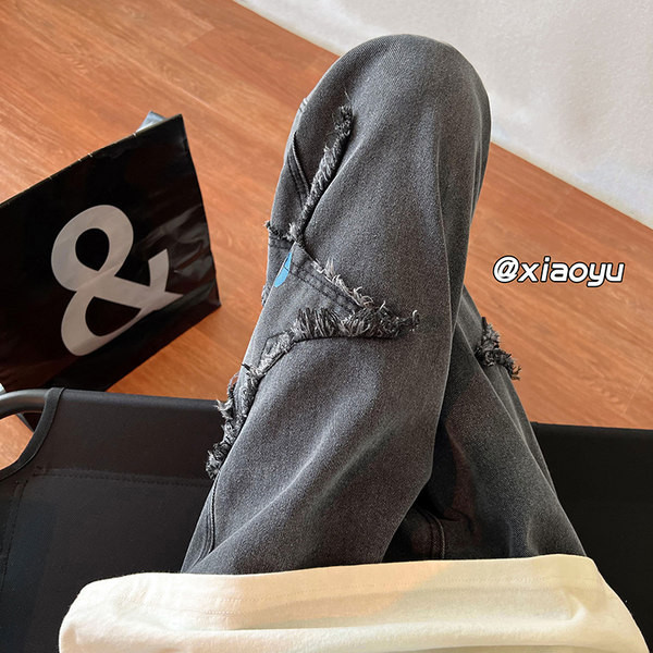 Magas derekú 3D nyomtatott férfi farmernadrág