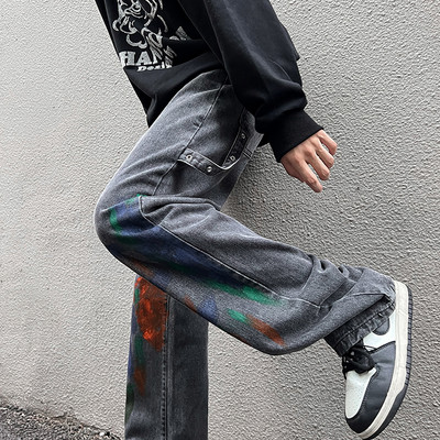 Vyriški laisvalaikio džinsai su aplikacijomis