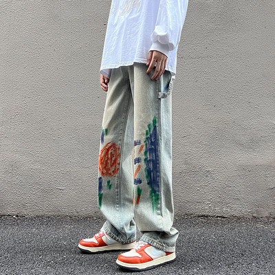 Vyriški laisvalaikio džinsai su aplikacijomis