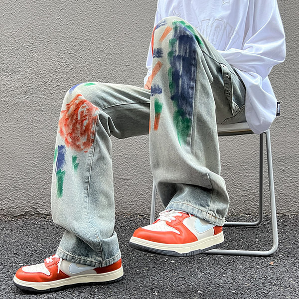 Vyriški laisvalaikio džinsai su aplikacijomis