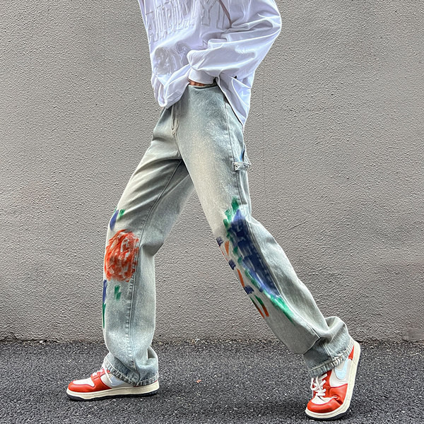 Vyriški laisvalaikio džinsai su aplikacijomis