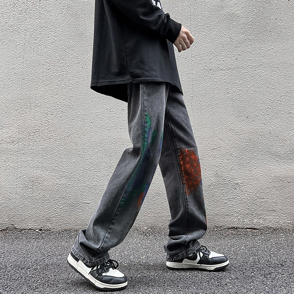 Vyriški laisvalaikio džinsai su aplikacijomis