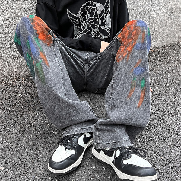 Vyriški laisvalaikio džinsai su aplikacijomis