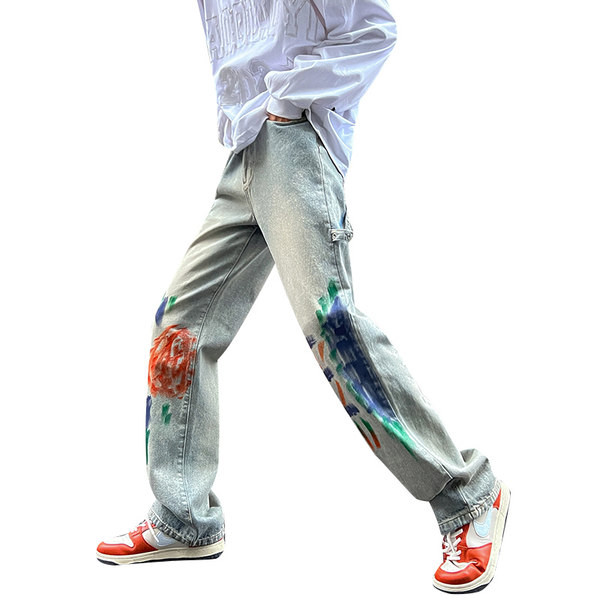 Vyriški laisvalaikio džinsai su aplikacijomis