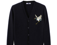 Lezser férfi hosszú ujjú kardigán hímzéssel