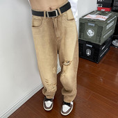 Férfi magas derekú farmer, szakadt motívumokkal