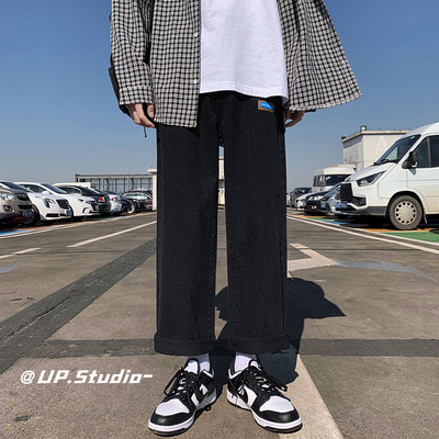 Férfi őszi logós széles lábú farmernadrág