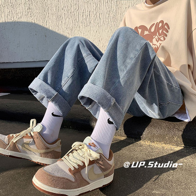 Férfi őszi logós széles lábú farmernadrág