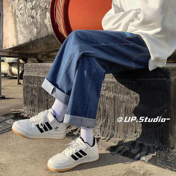 Férfi őszi logós széles lábú farmernadrág